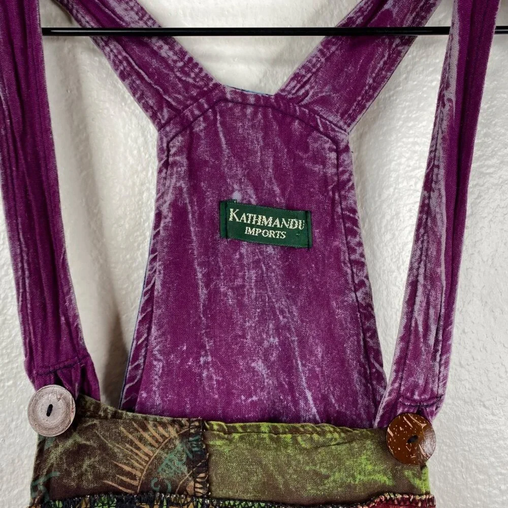Kathmandu Imports Overalls Jumpsuit Joggers Patchwork Boho Hippie Festival OS - Picture 3 of 11